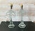 Exceptional pair of sculptural vintage table lamps in massive textured clear glass, designed as stylized palm trees....