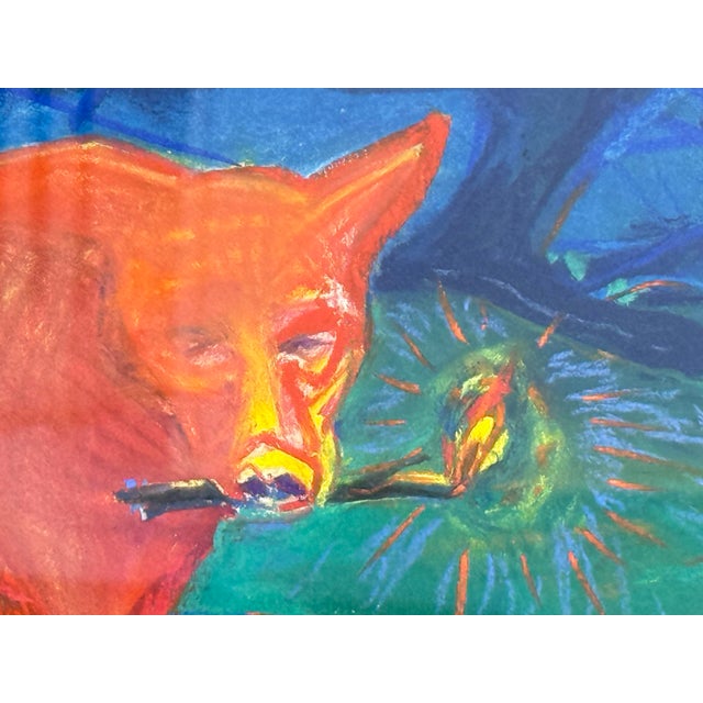 2000 - 2009 Expressionist Pastel of a Dog Carrying a Burning Stick, Signed Ma For Sale - Image 5 of 12