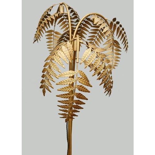 Gold Hollywood Regency Palm Floor Lamp For Sale - Image 8 of 10