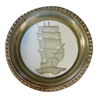 Vintage Frank M. Whiting & Co. Sterling & Glass Coasters For Sale