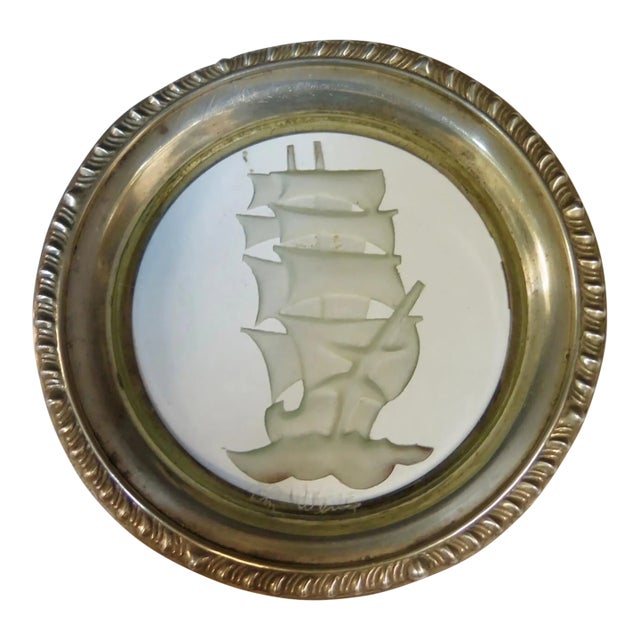 Vintage Frank M. Whiting & Co. Sterling & Glass Coasters For Sale