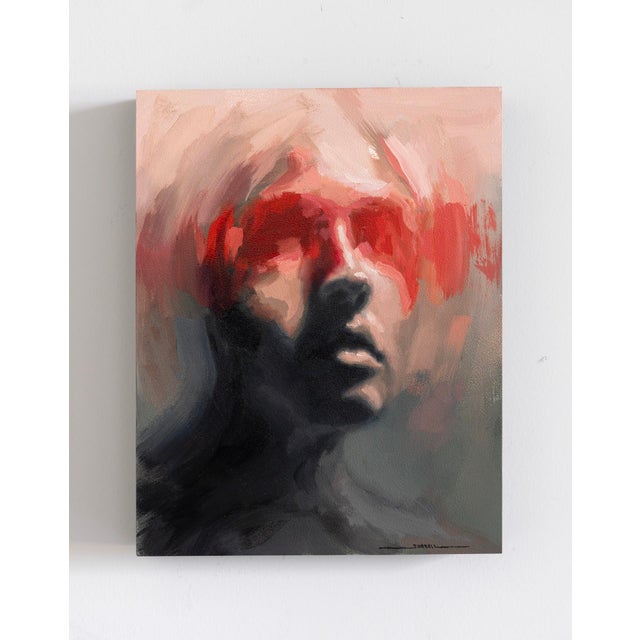 Abstract Cipher by Josh Sorrell | Oil on Panel Portrait of a face with abstract red elements. For Sale - Image 3 of 5