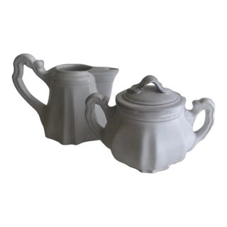 Vietri Antico Bianco Cream and Sugar - A Pair For Sale