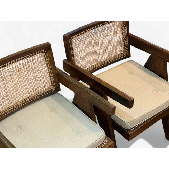 Pierre Jeanneret, Teak, Cane, Four Floating Back Chairs, Chandigarh, 1960s For Sale - Image 10 of 12