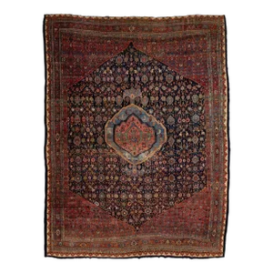 Allover Designed Antique Persian Bidjar Wool Rug Oversize in Blue and Red