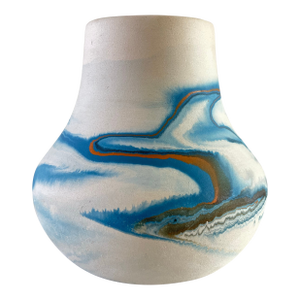 Vintage Nemadji Blue Swirl Ceramic Pot