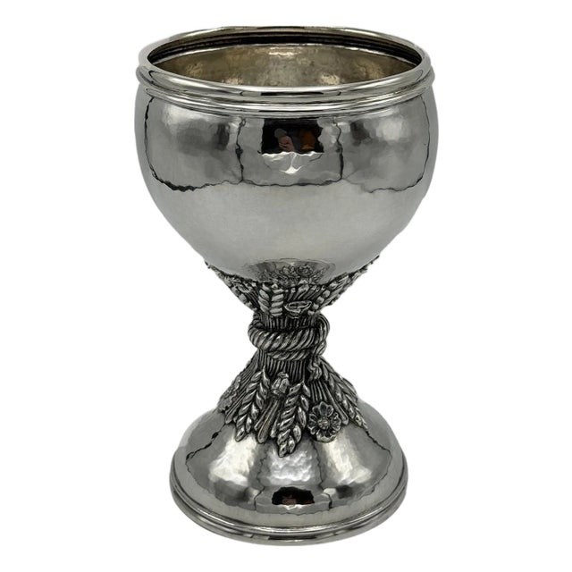 19th Century Italian Silver Vase with wheat decoration by Buccellati Italy For Sale