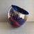 Vintage Blue Art Glass Vase Organic Bowl XL Center Piece Red Green Swirl For Sale - Image 10 of 11