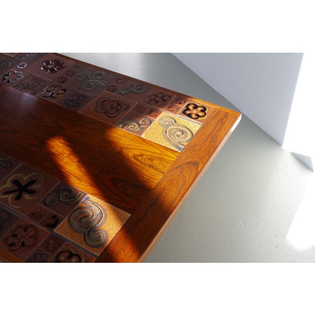 Brown Danish Rosewood Coffee Table with Ceramic Tiles by Tue Poulsen, 1970s For Sale - Image 8 of 18
