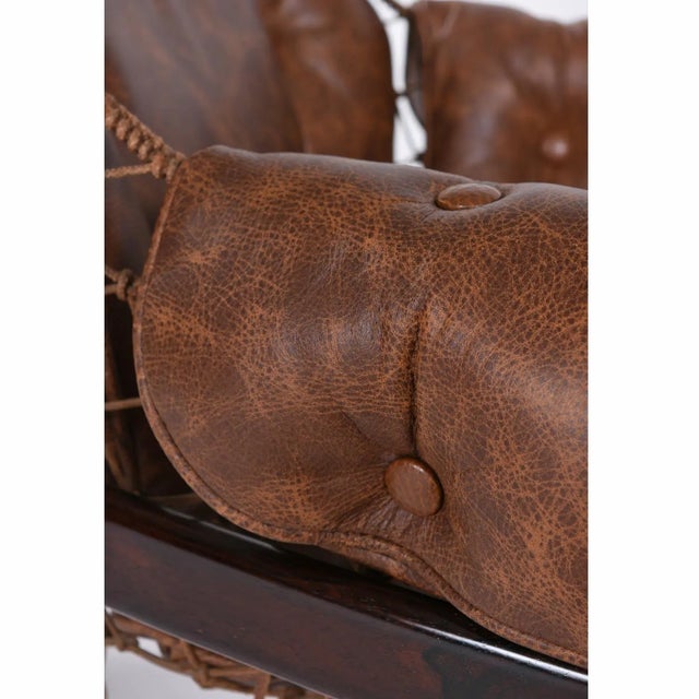 1960s Restored Brazilian Jangada Rosewood & Leather Sling Chair With Ottoman by Jean Gillon For Sale - Image 14 of 16