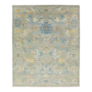 13 X 15 Light Blue Contemporary Sultanabad Floral Wool Rug by Apadana