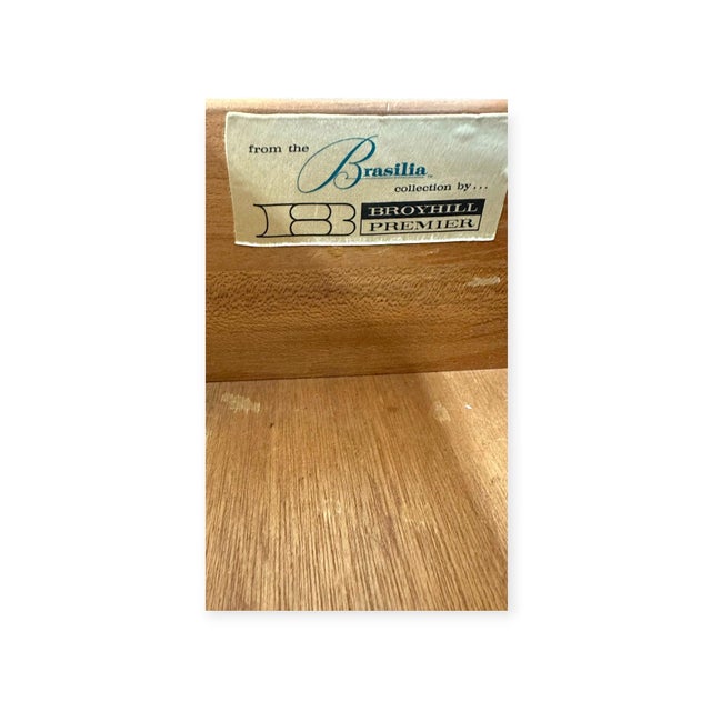 Vintage Mid Century Modern Broyhill Brasilia Walnut 5-Drawer Tallboy Dresser. For Sale - Image 10 of 13