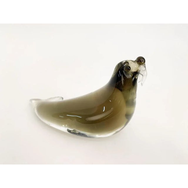 Mid-Century Modern Italian Black Brown Murano Glass Walrus Sculpture, Italy, 1960s For Sale - Image 11 of 17