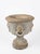 Magnificent Neoclassical Lion-Head Mascaron Urn in Weathered Cast Stone For Sale - Image 4 of 12