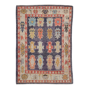 Turkish Oushak Rug Multicolor Handwoven Tribal Design Rug 5'7" X 7'10"
