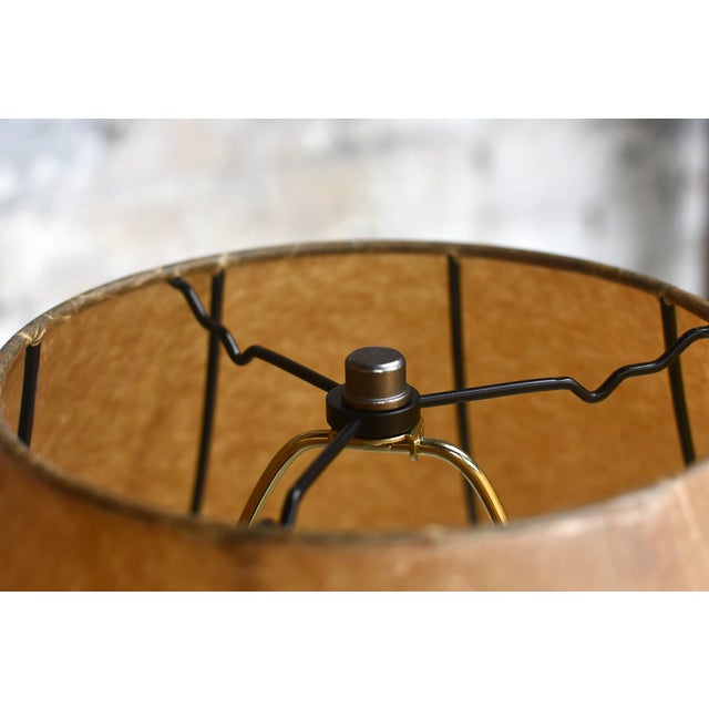 Onyx Rustic Hand-Wrought Iron Table Lamps With Oiled Shades, a Pair For Sale - Image 8 of 11