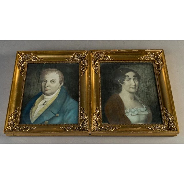 Portrait Paintings of Jean Pierre Casadabon & Christine Lerient, 1800s, Pastel, Framed, Set of 2 For Sale - Image 5 of 5