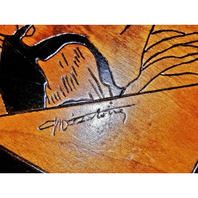 French Side Table With Normandy Etched Ebonized Scene For Sale - Image 10 of 11