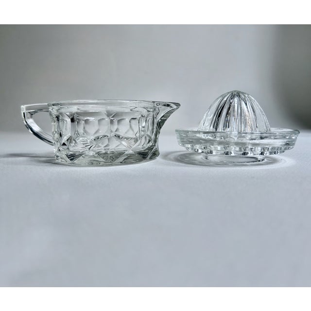 1930s Heisey Style Two Piece Clear Handled Glass Juicer, C. 1930's For Sale - Image 5 of 14
