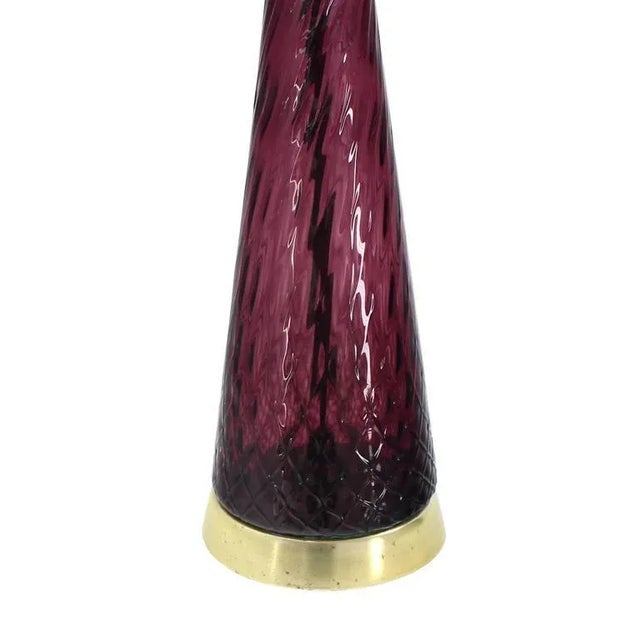 Mid 20th Century Vintage Mid Century Cranberry Tower Shape Table Lamp For Sale - Image 5 of 6