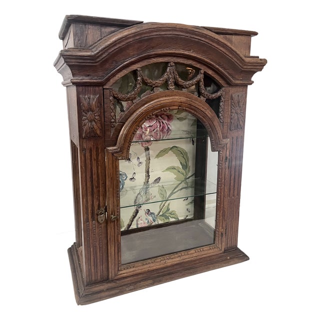 Antique French Oak Ornate Curio Display Cabinet For Sale