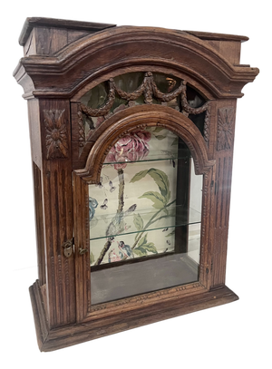 Antique French Oak Ornate Curio Display Cabinet