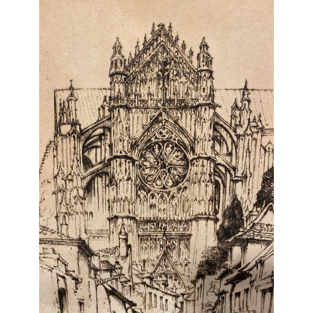 Gothic Ernest D. Roth Signed Etching “St. Pierre, Beauvais” French Gothic Cathedral Art For Sale - Image 3 of 12