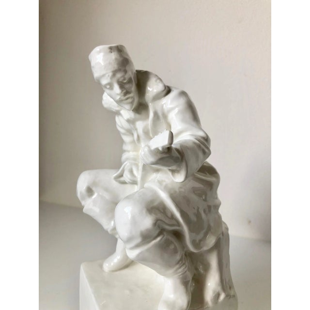 Ceramic Art Deco Porcelain Man with Lute, Czechoslovakia, 1940s For Sale - Image 7 of 9