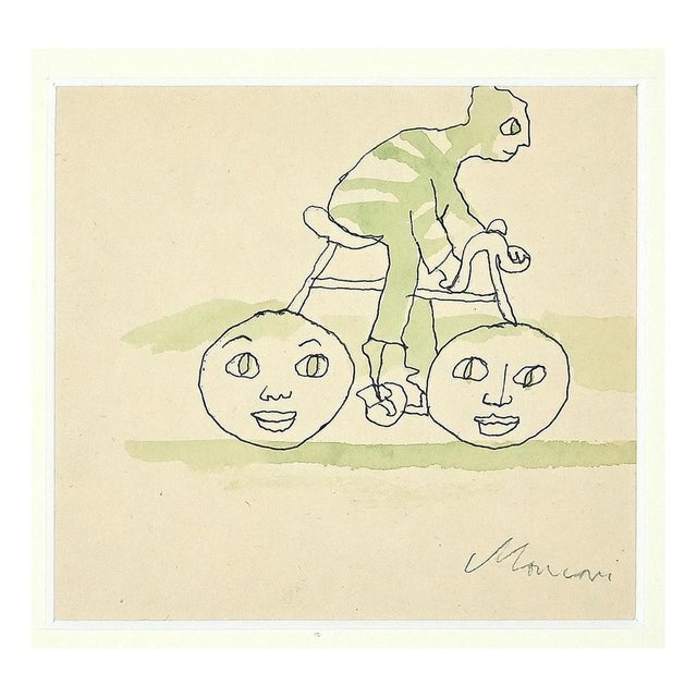 Mino Maccari, The Biker, Original Drawing, Mid 20th-Century For Sale - Image 5 of 5