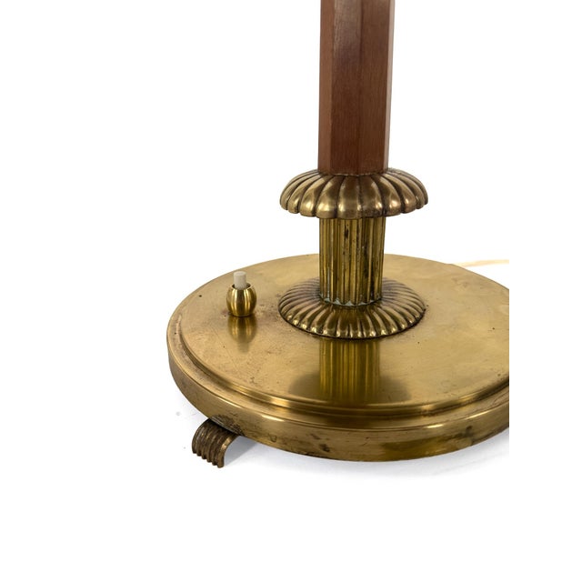 Wood Monumental Table Lamp in Brushed Brass and Mahogany by Harald Notini for Böhlmarks, 1950 For Sale - Image 7 of 13