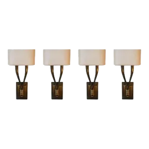 1970s Modern Brass Two Armed Sconces - Set of 4