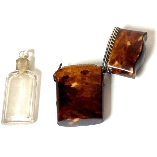 18th Century Tortoiseshell and Silver-Mounted Perfume Etui with Glass Bottle England or France, circa 1775–1790...