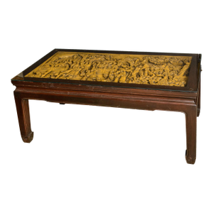 Asian Coffee Table With Carved Detail