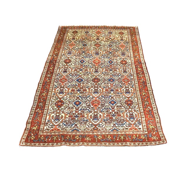 Condition: Vintage Circa: 1950s Origin: Persia Design: Farahan Sarouk Actual Size: 4.0 X 6.9 Colors: Rust, Red, Blue,...