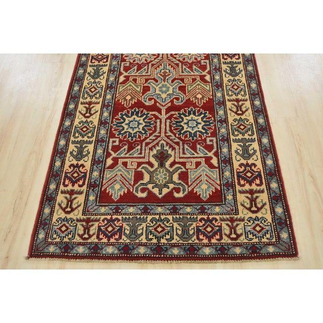 Kazak Runner 2'9'' X 9'8'' Red Wool Tribal Hand-Knotted Oriental Rug For Sale - Image 9 of 12
