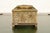 A gorgeous Arts & Crafts or Art Deco period gilt bronze and favrile slag glass "Pine Needle" pattern inkwell By Tiffany...