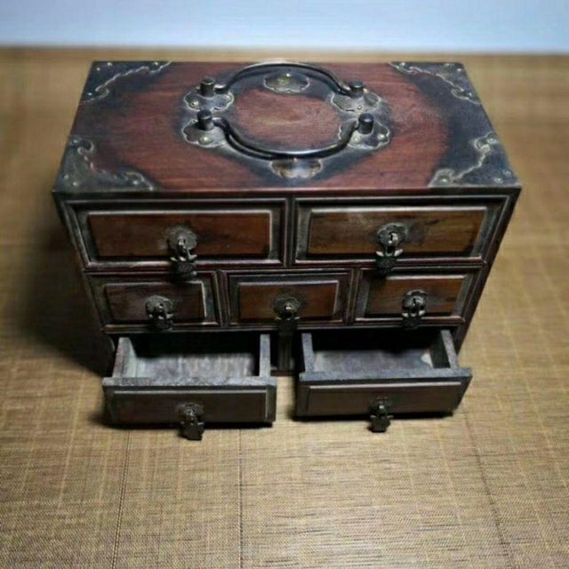 1950s Vintage Rosewood Apothecary Cabinet With 7 Drawers For Sale - Image 5 of 9