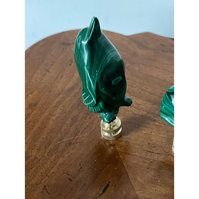 American 1960s Two Malachite Animals Lamp Finials For Sale - Image 3 of 4