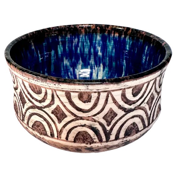 Scandinavian Modern Studio Ceramic Art Bowl by Agge Ahlin for Visby Keramik, Sweden, 1960s For Sale