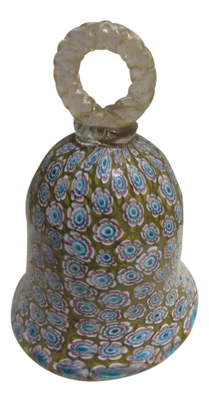 Ferro Murano Venetian Glass Gold Fleck Millefiore Bell