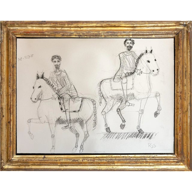 Contemporary Horse Drawing on 100% Cotton Paper, 56 X 76 Cm. Marcus Aurelius For Sale - Image 4 of 4