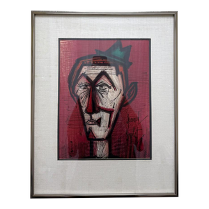 Bernard Buffet “Le Clown Au Fond Rouge” Mid-Century Lithograph