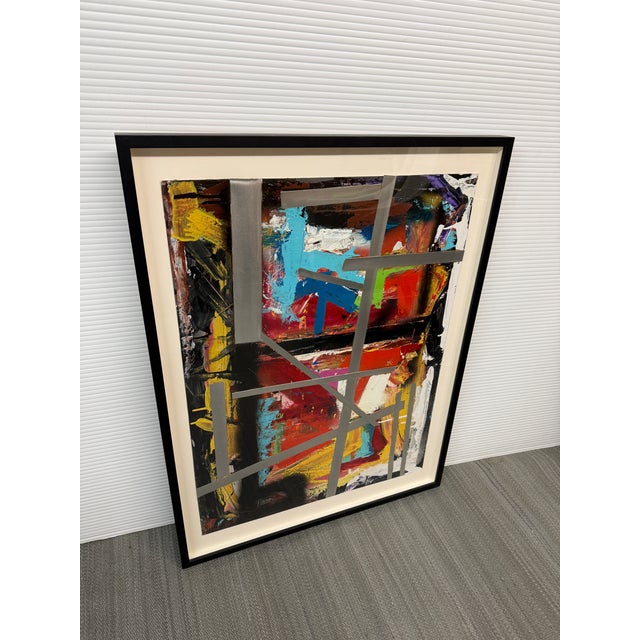 Design Plus Gallery presents an Original Abstract Mixed Media Artwork. Brilliantly colored and bold brushwork, this...