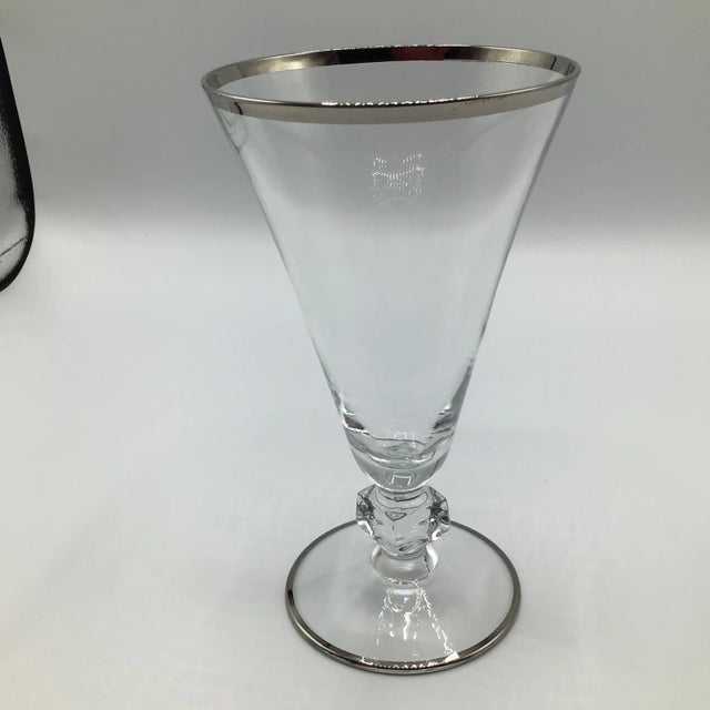 Platinum Band Water Goblets by Bryce -Set of 8 For Sale - Image 4 of 12