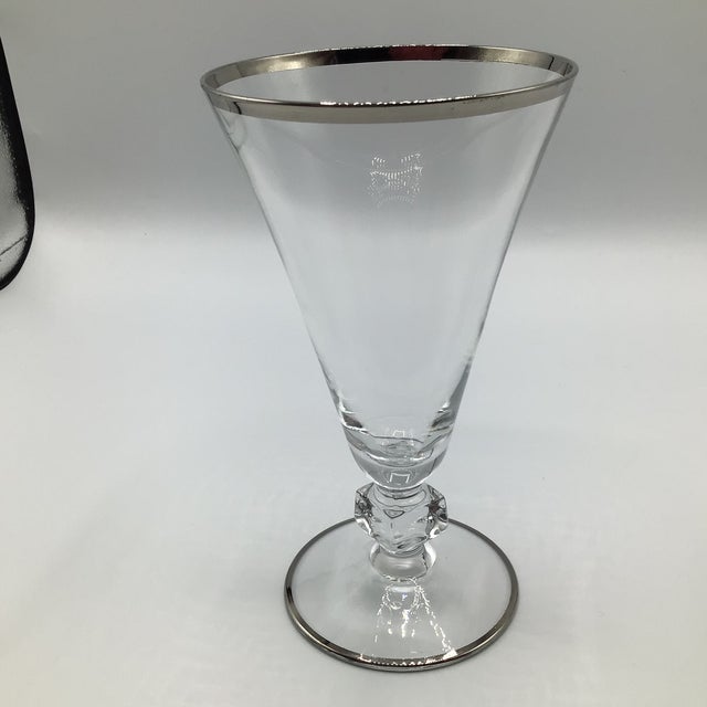Vintage Bryce 934-1 Platinum Band Water Goblets-Set of 8 For Sale - Image 4 of 12