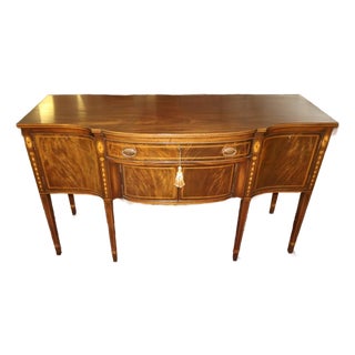 1990s Kittinger Regency Hepplewhite Style Mahogany Inlaid Server Buffet Sideboard For Sale