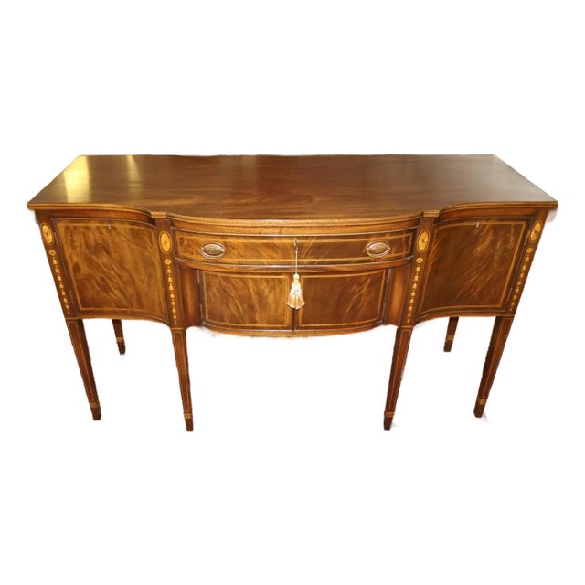 1990s Kittinger Regency Hepplewhite Style Mahogany Inlaid Server Buffet Sideboard For Sale
