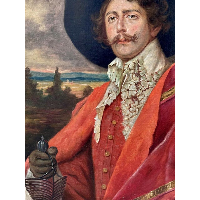 Chavannes, Portrait of a Man with a Sword, 1800s, Oil on Canvas, Framed For Sale - Image 7 of 10