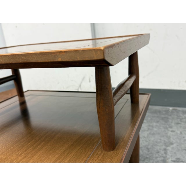 Brown Two-Tier Side Table, Mid 20th Century. For Sale - Image 8 of 12