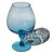 Offered is a vintage Empoli turquoise blue hand-blown glass pedestal vase with optic swirl texture. Measures 9" tall, 6"...